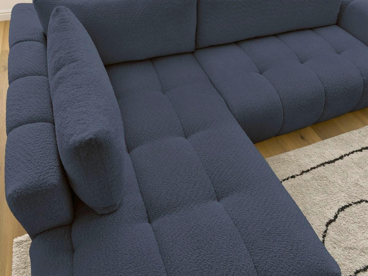 ECKSCHLAFSOFA FUJI Bouclé Dunkelblau  inkl.  - Schwarz/Dunkelblau, MODERN, Kunststoff/Textil (204/282cm)