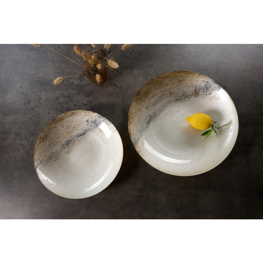 Thumbnail - Ritzenhoff Breker Schale Arezzo, Braun, Grau, Weiß, Glas, Marmoroptik, rund, 33x6x33 cm, Essen & Trinken, Geschirr, Scha...