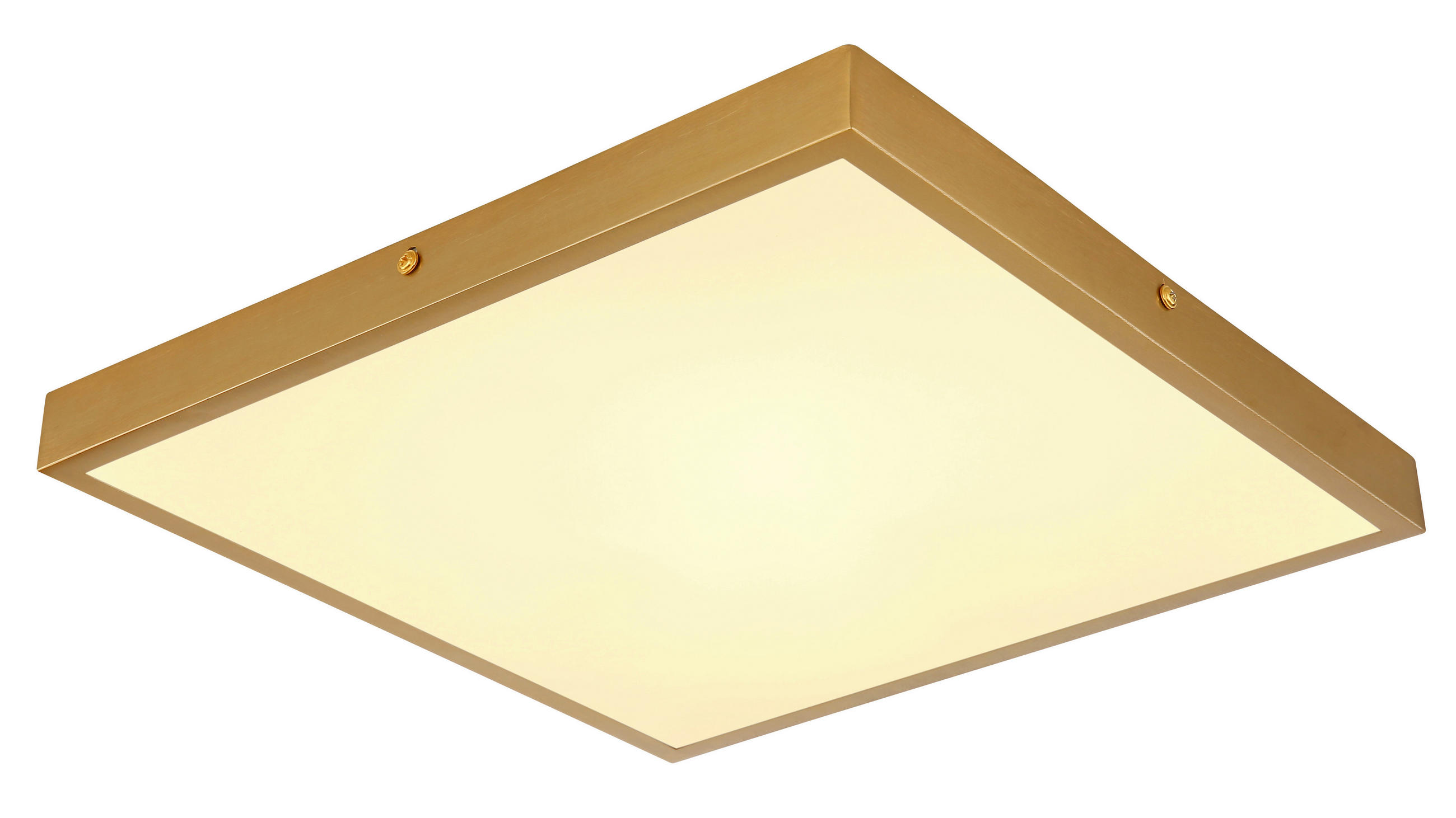 LED-TAKLAMPA 22 W 35/35/3 cm  - opal/mässingsfärgad, Klassisk, metall/plast (35/35/3cm) - Globo