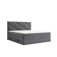 BOXSPRINGBETT 140/200 cm,  in Anthrazit, Bettkasten, Matratzen, H2 + H3 = mittel + fest  - Anthrazit/Schwarz, KONVENTIONELL, Kunststoff/Textil (140/200cm) - Carryhome