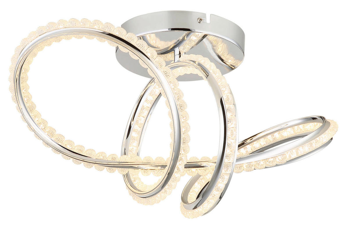 LED-DECKENLEUCHTE 50/25/25 cm   - Klar/Chromfarben, Design, Kunststoff/Metall (50/25/25cm) - Globo