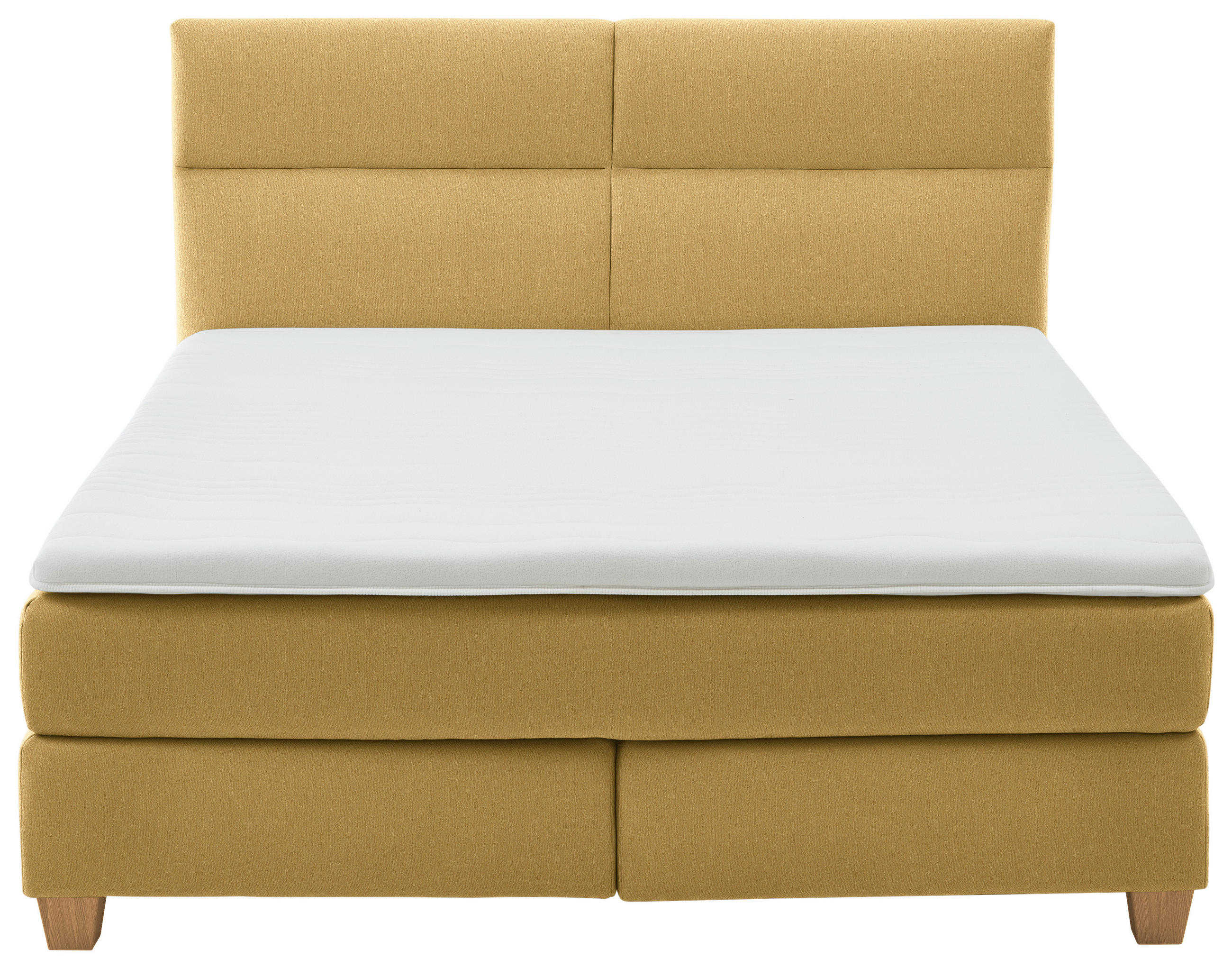 Thumbnail - Beldomo - Sleep Boxspringbett, Currygelb, Textil, Buche, massiv, H2, 7-Zonen, Höhe ca. 21 cm, 160x200 cm, gepolstertes K...