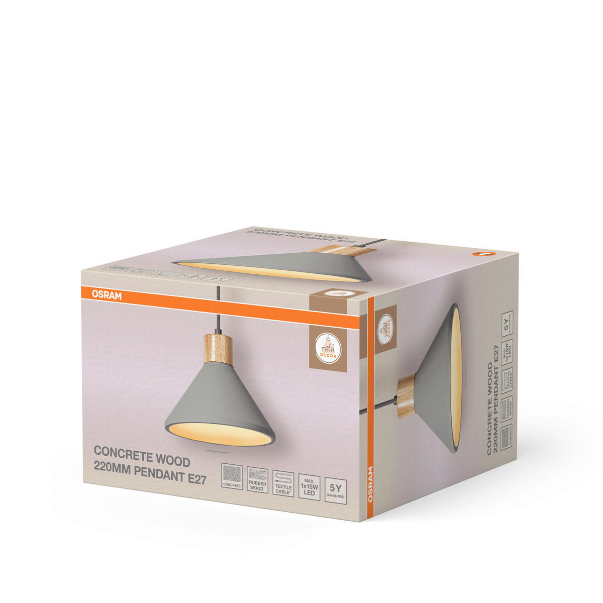 HÄNGELEUCHTE 22/122.5 cm  - Dunkelgrau/Naturfarben, Basics, Holz/Stein (22/122.5cm) - Osram