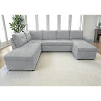 WOHNLANDSCHAFT Hellgrau Cord  - Hellgrau/Schwarz, Design, Kunststoff/Textil (212/297/155cm) - MID.YOU