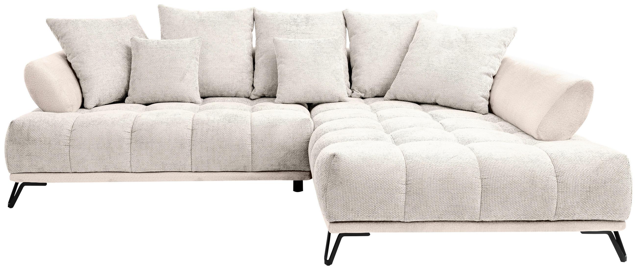 ECKSOFA Chenille Beige  - Beige/Schwarz, Modern, Textil/Metall (262/184cm) - MID.YOU