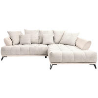 ECKSOFA Beige Chenille Zierkissen, Rückenkissen, Rücken echt  - Beige/Schwarz, MODERN, Textil/Metall (262/184cm) - MID.YOU