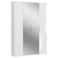 DREHTÜRENSCHRANK 121/193/34 cm,  in Weiß, 8 Tür(en)  - Chromfarben/Weiß Hochglanz, MODERN, Glas/Holzwerkstoff (121/193/34cm) - MID.YOU