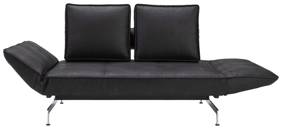 SCHLAFSOFA Lederlook Schwarz  - Chromfarben/Schwarz, Design, Textil/Metall (178/83/93cm) - Niels Andersson