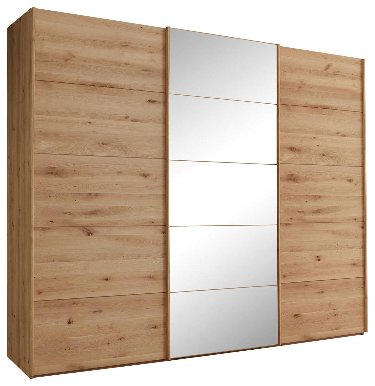 SCHWEBETÜRENSCHRANK 250/236/67 cm 3-türig Eiche Bianco  - Eiche Bianco, Natur, Glas/Holz (250/236/67cm) - Linea Natura