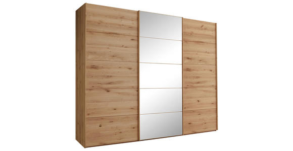 SCHWEBETÜRENSCHRANK 250/236/67 cm 3-türig Eiche Bianco - Eiche Bianco, Natur, Glas/Holz (250/236/67cm) - Linea Natura