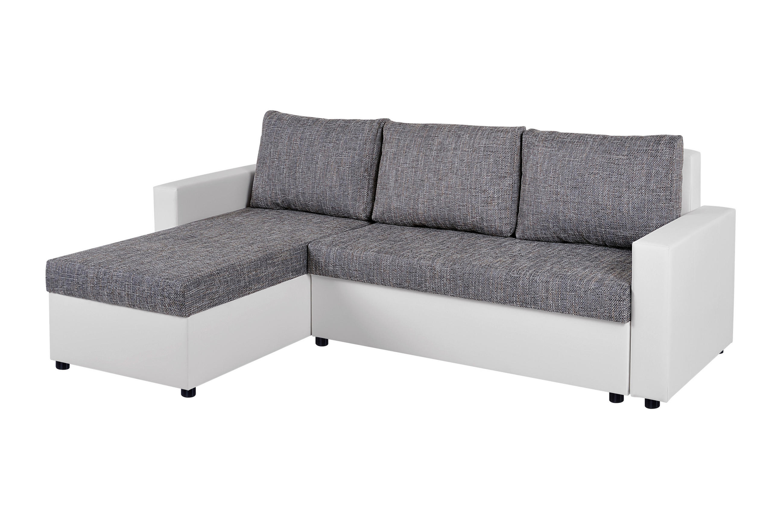 ECKSOFA Grau, Weiß  - Weiß/Grau, Design, Kunststoff/Textil (147/228cm) - P & B