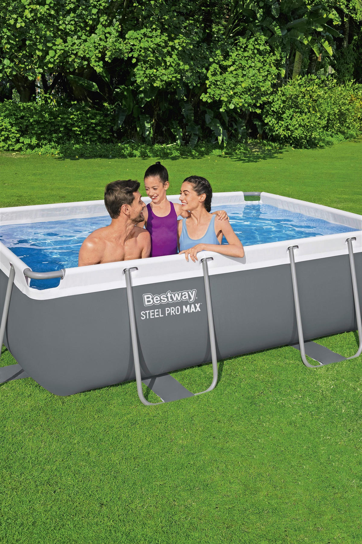 POOL-SET STEEL PRO MAX 56629 282/196/84 cm  - Blau/Grau, KONVENTIONELL, Kunststoff/Metall (282/196/84cm) - Bestway