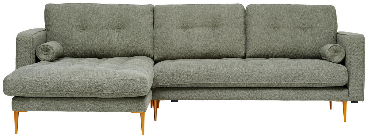 ECKSOFA in beflockt Olivgrün  - Goldfarben/Olivgrün, Design, Textil/Metall (165/277cm) - Livetastic