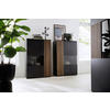HIGHBOARD Anthrazit, Nussbaumfarben  87/136/45 cm  - Anthrazit/Nussbaumfarben, Design, Glas/Holz (87/136/45cm) - Moderano