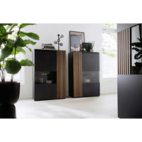 HIGHBOARD Anthrazit, Nussbaumfarben  87/136/45 cm  - Anthrazit/Nussbaumfarben, Design, Glas/Holz (87/136/45cm) - Moderano