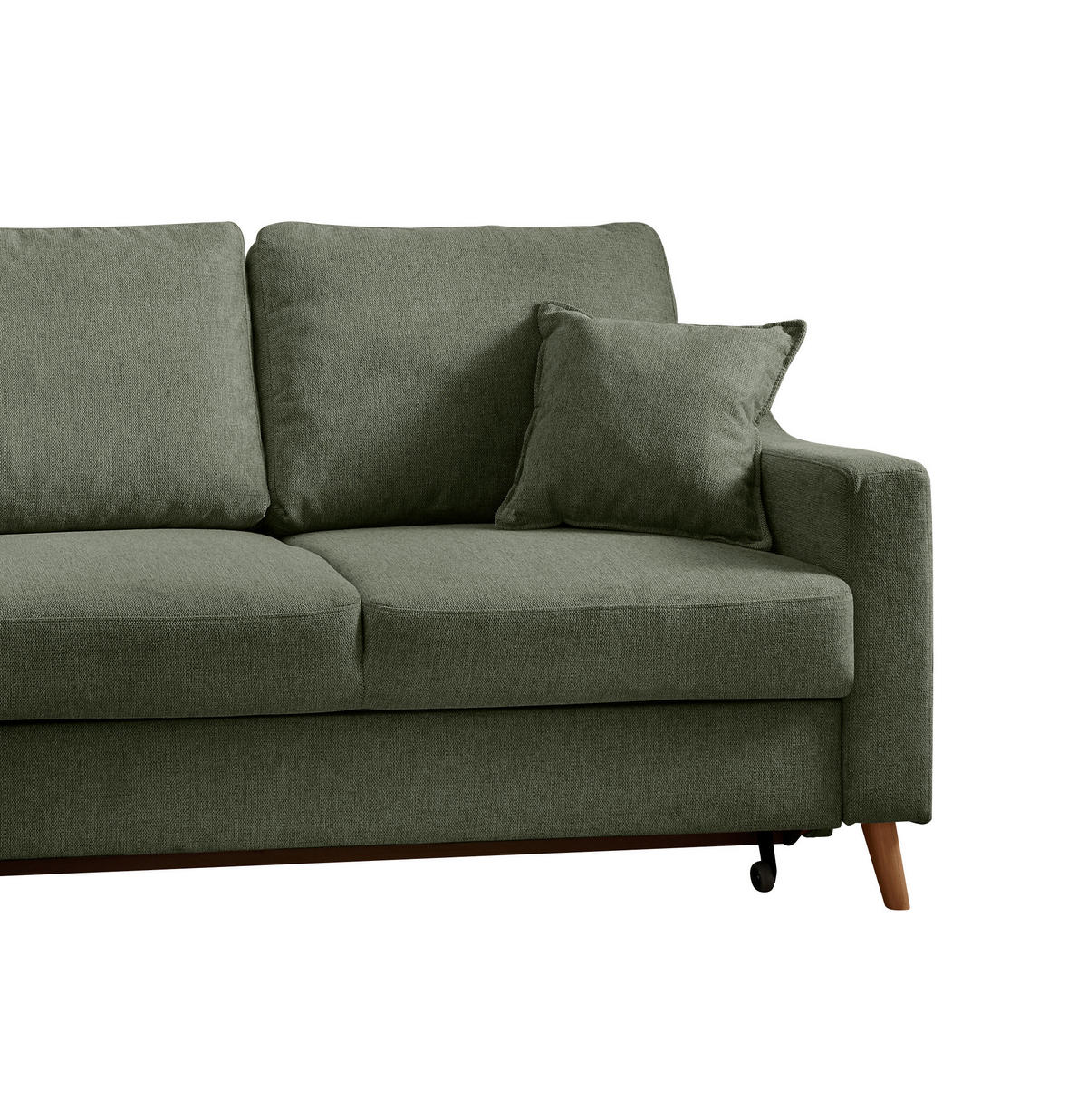 ECKSOFA in Chenille Dunkelgrün  - Dunkelgrün/Naturfarben, Konventionell, Holz/Textil (200/230cm) - Livetastic