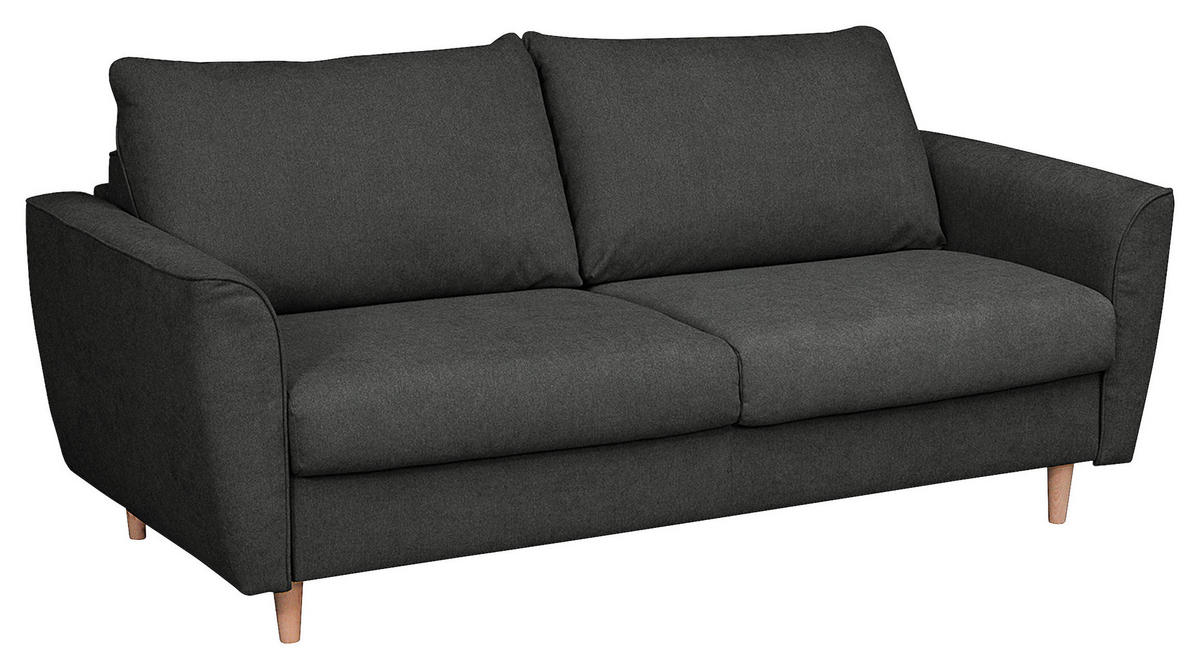 SCHLAFSOFA in Textil Anthrazit  - Anthrazit/Buchefarben, Design, Holz/Textil (195/90/102cm) - Livetastic