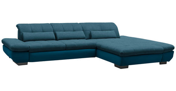 ECKSOFA in Mikrofaser Dunkelblau  - Schwarz/Dunkelblau, Design, Textil/Metall (341/204cm) - Xora