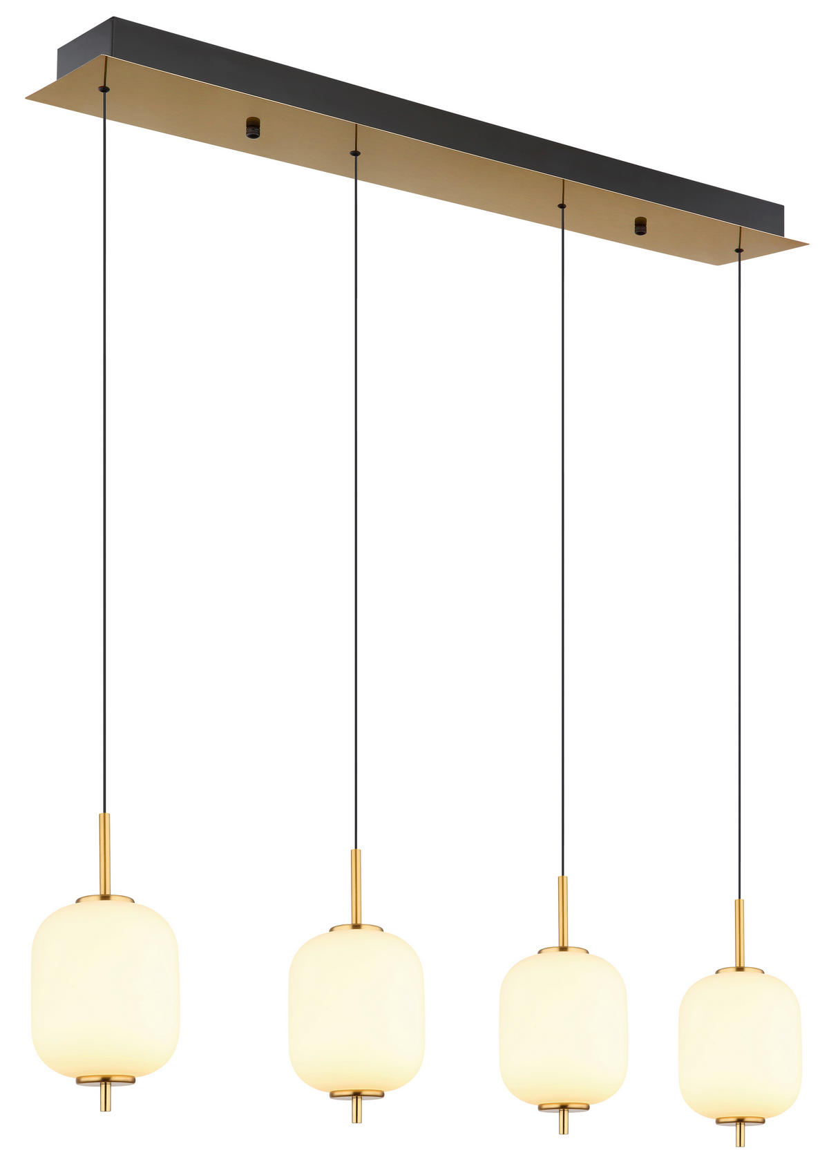 LED-HÄNGLAMPA Ewald 94,5/13,5/220 cm  - opal/mässingsfärgad, Klassisk, metall/glas (94,5/13,5/220cm) - Globo