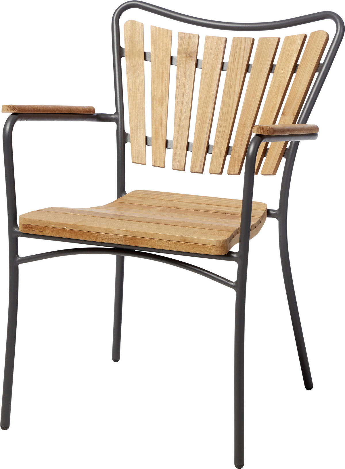 GARTENSTUHL Teakholz Anthrazit, Teakfarben  - Anthrazit/Teakfarben, KONVENTIONELL, Holz/Metall (58,5/78/56,5cm) - Gardenson