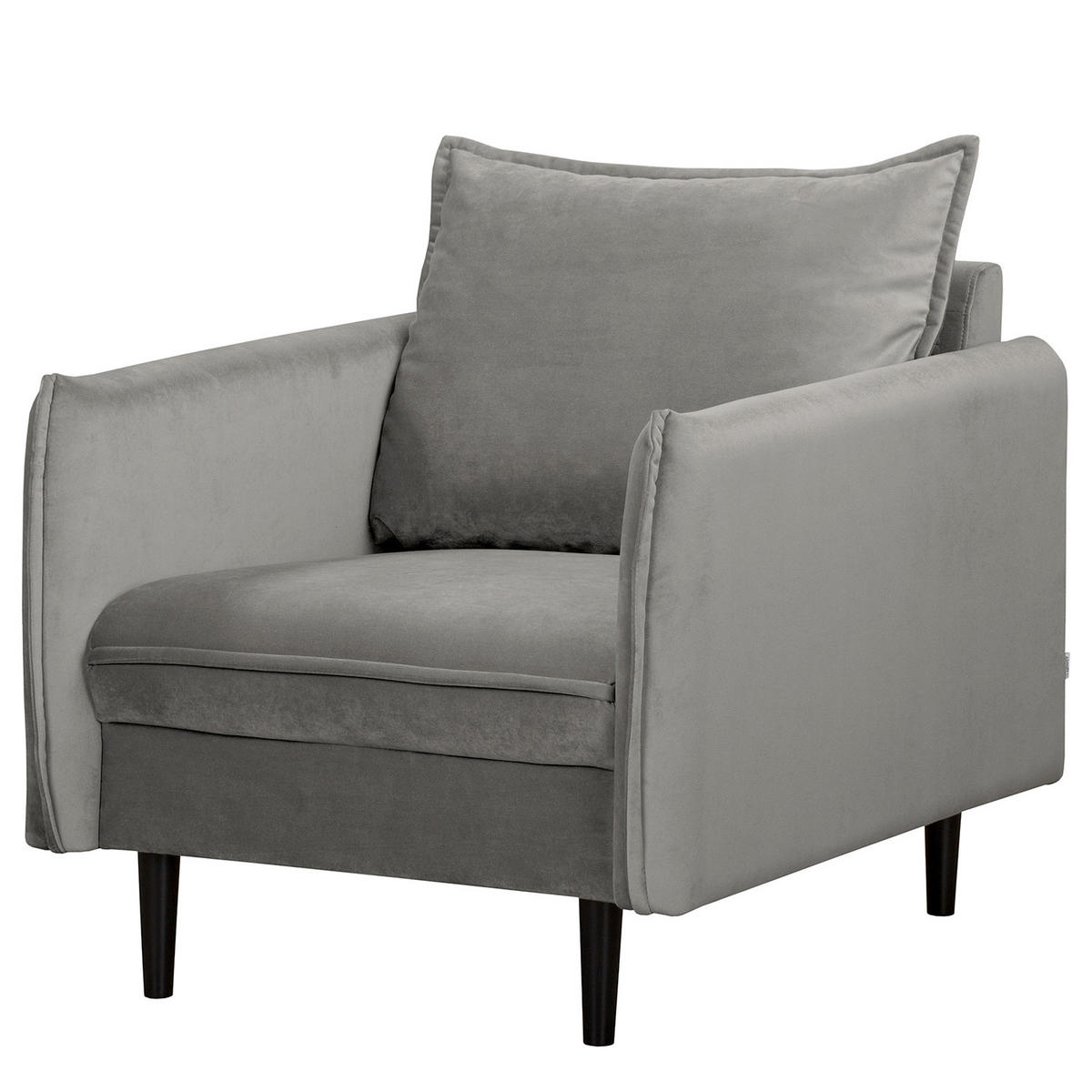SESSEL in Samt Grau  - Schwarz/Grau, Design, Holz/Textil (74/86/100cm) - P & B