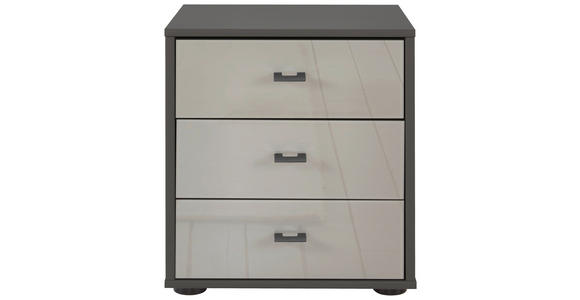 NACHTSCHRANK 60/64/43 cm  - Schieferfarben/Grau, KONVENTIONELL, Glas/Holzwerkstoff (60/64/43cm) - Novel