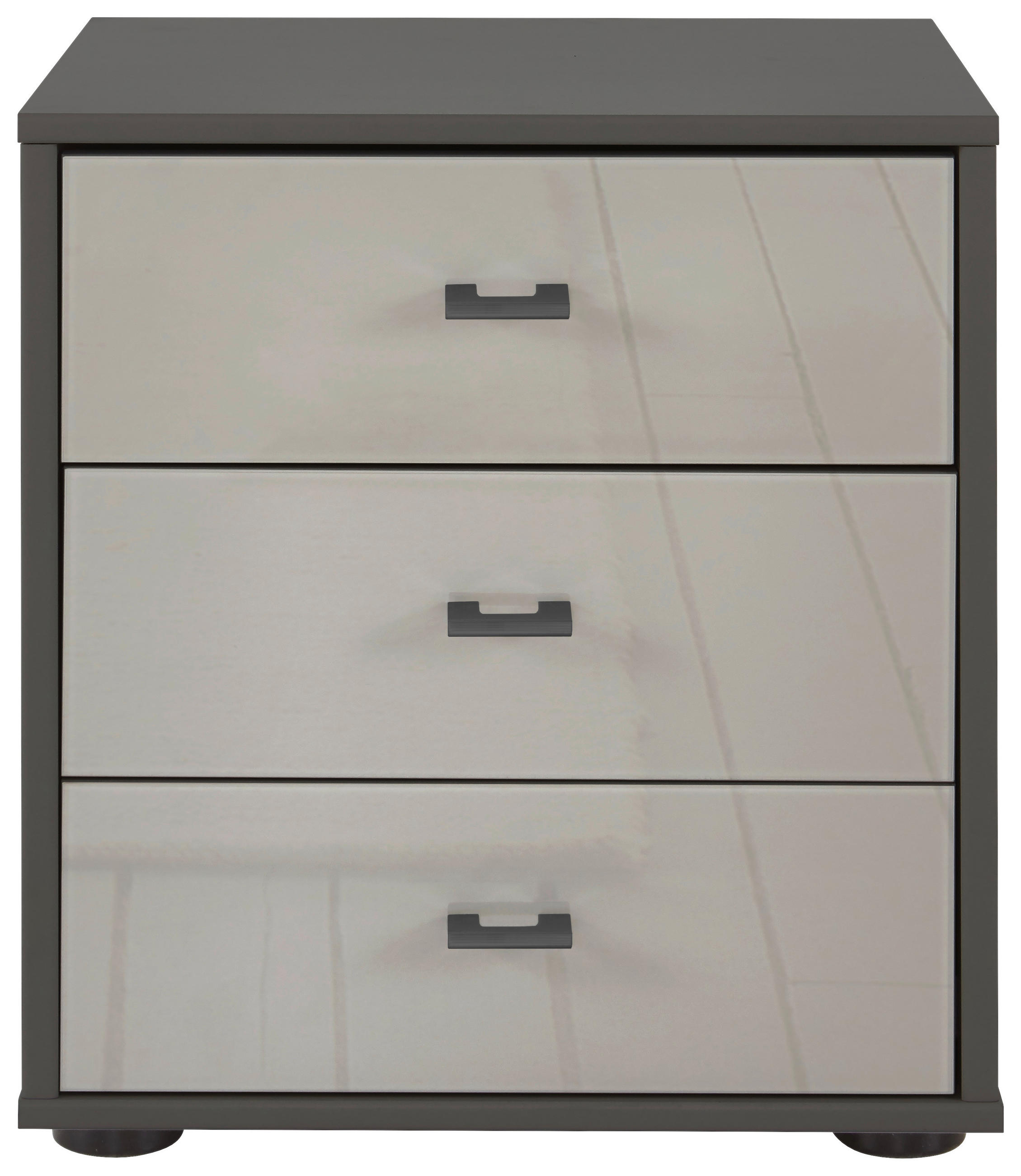 NACHTSCHRANK 60/64/43 cm  - Schieferfarben/Grau, KONVENTIONELL, Glas/Holzwerkstoff (60/64/43cm) - Novel