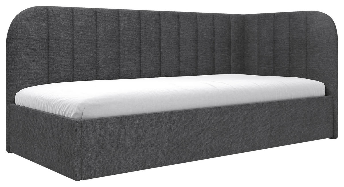 POLSTERBETT 90/200 cm, inkl. Lattenrost, Bettkasten,  in Dunkelgrau  - Dunkelgrau/Schwarz, MODERN, Holz/Holzwerkstoff (90/200cm) - MID.YOU