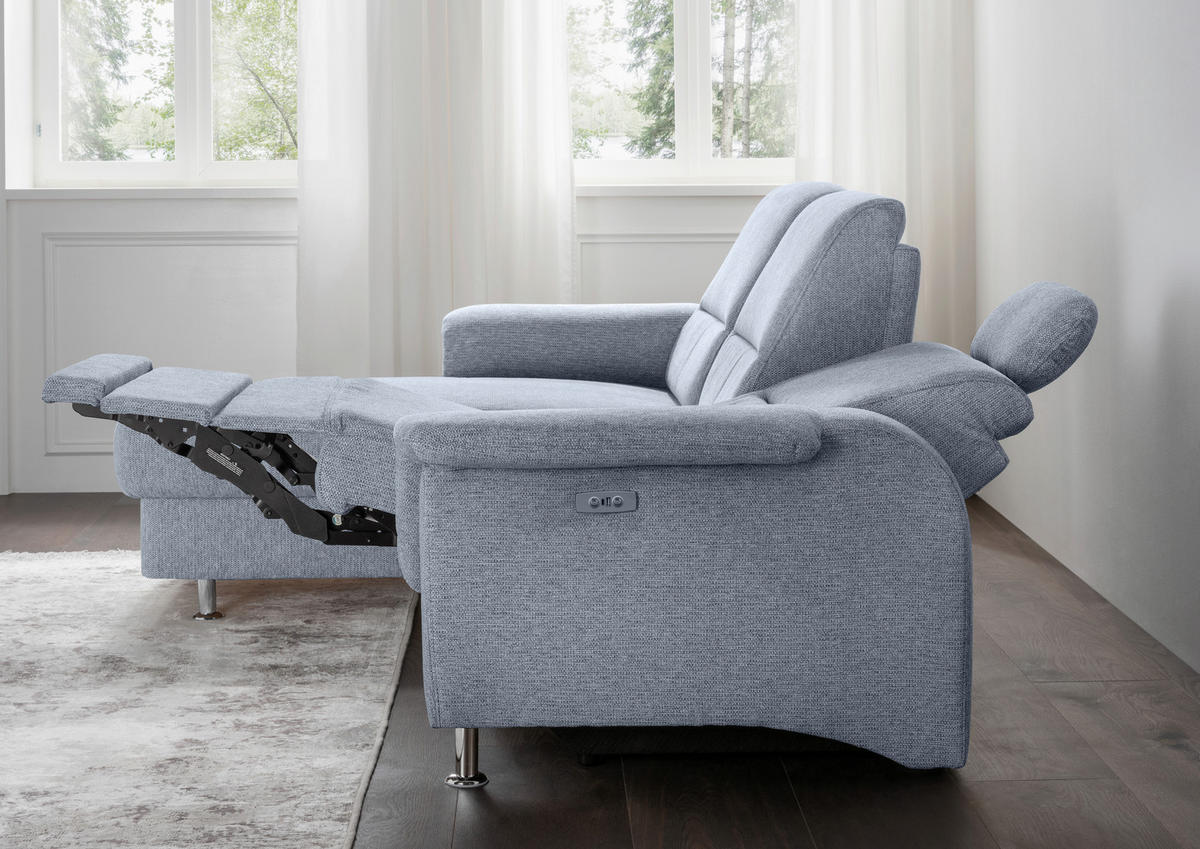 ECKSOFA in Chenille Hellblau  - Chromfarben/Hellblau, Modern, Textil/Metall (165/231cm) - Livetastic