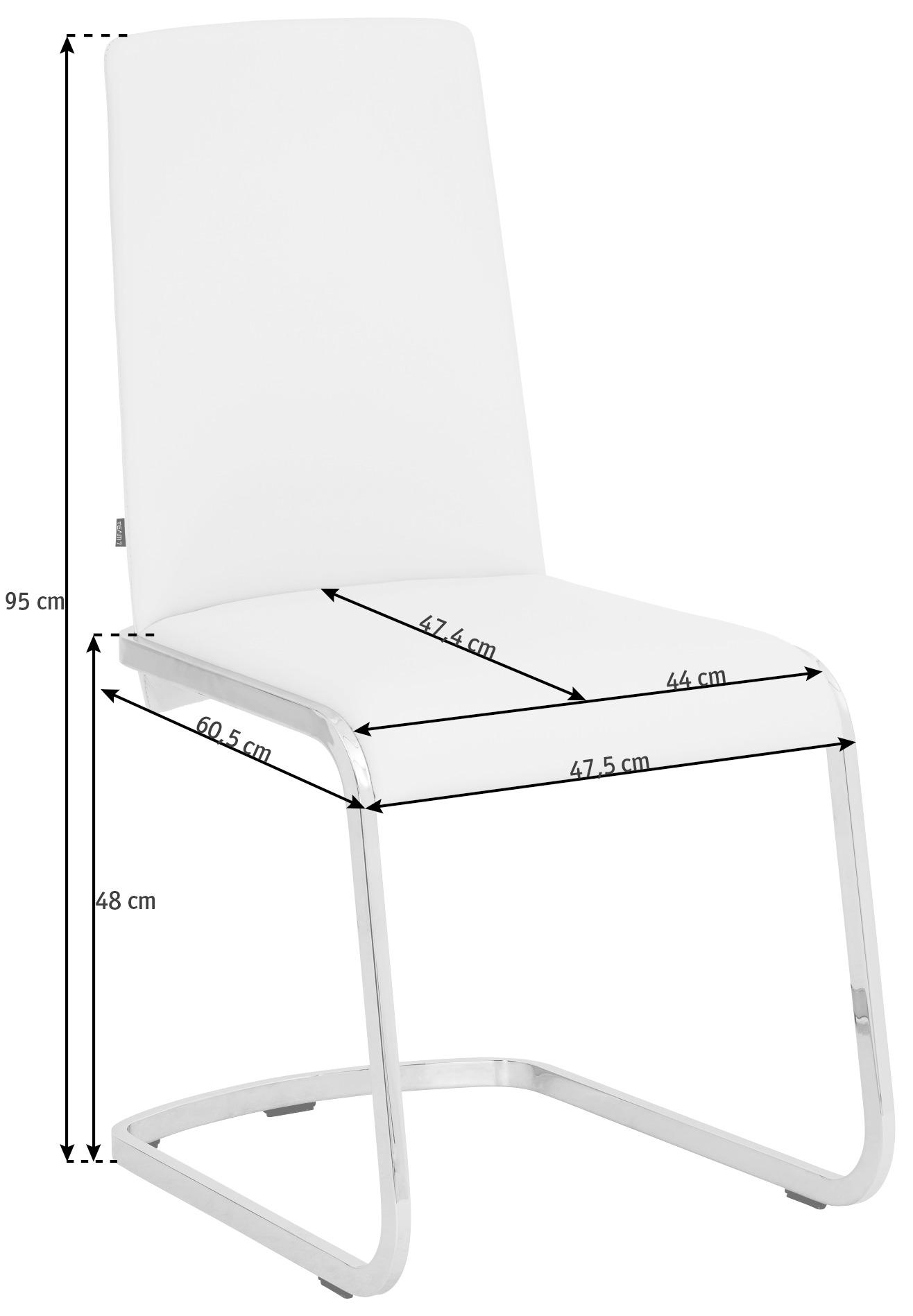 SCHWINGSTUHL  in Edelstahl Echtleder  - Chromfarben/Weiß, Design, Leder/Metall (47,5/95/60,5cm) - Team 7