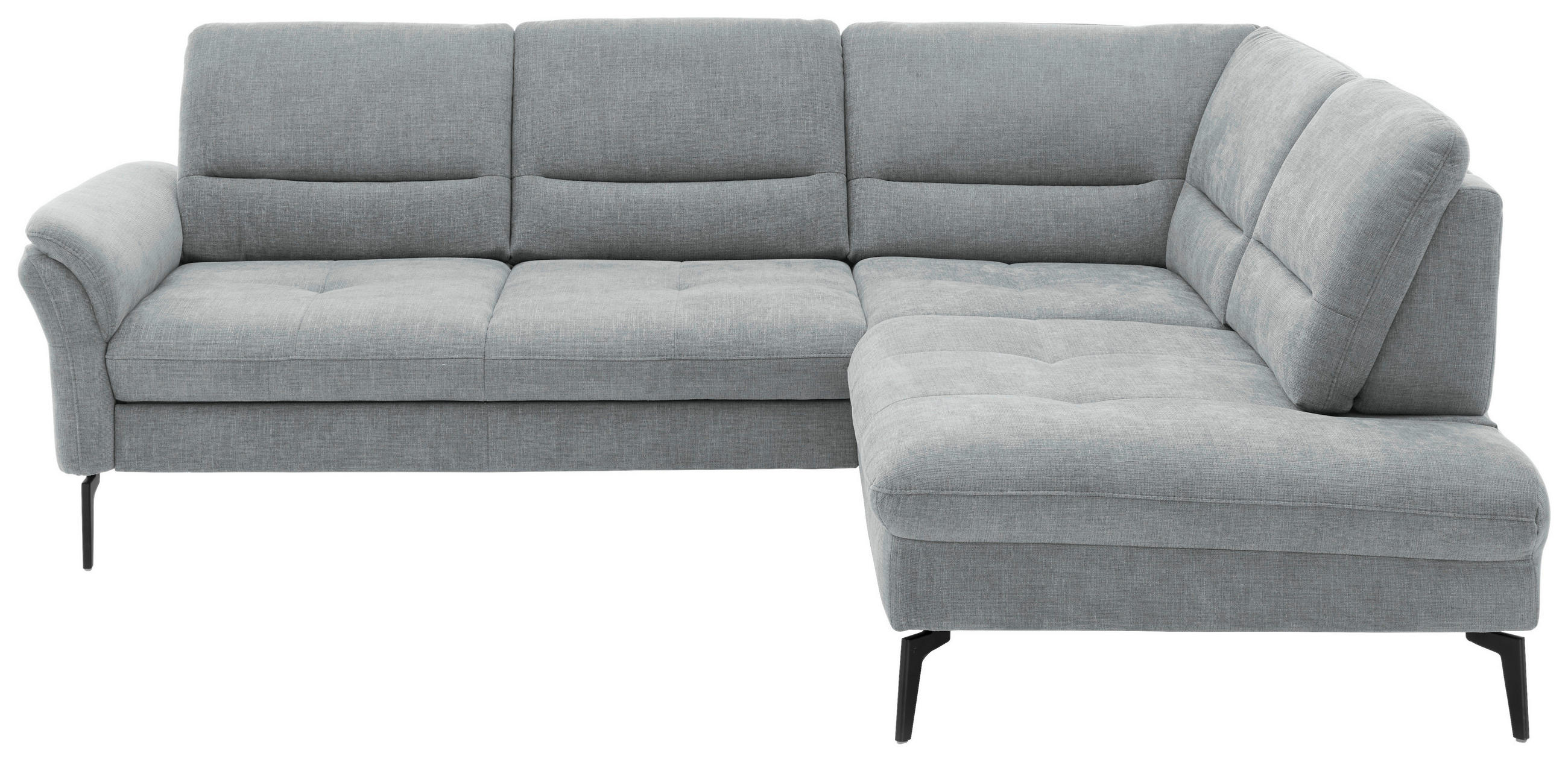 ECKSOFA in Webstoff Hellgrau  - Hellgrau/Schwarz, Design, Textil/Metall (256/206cm) - Beldomo System