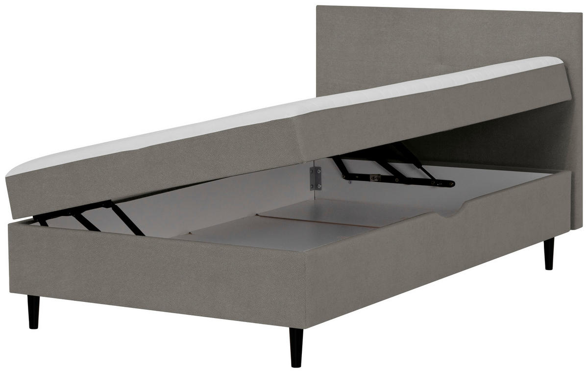 BOXBETT 90/200 cm  in Graphitfarben  - Graphitfarben/Schwarz, Konventionell, Textil (90/200cm) - P & B