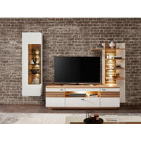 WOHNWAND  in Weiß, Eiche Artisan  280/193/47 cm  - Anthrazit/Weiß, Design, Glas/Holzwerkstoff (280/193/47cm) - Stylife