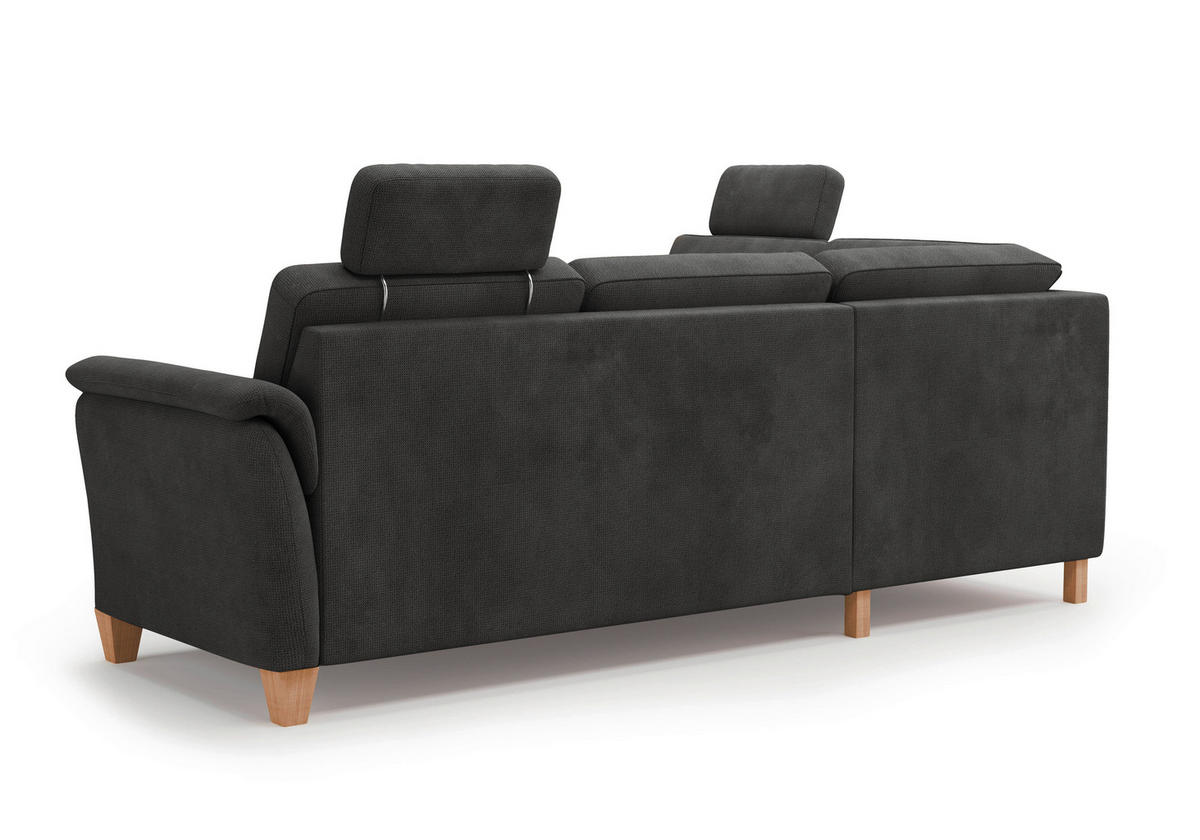 ECKSOFA in Flachgewebe Schwarz  212/236 cm  - Eichefarben/Schwarz, KONVENTIONELL, Holz/Textil (212/236cm) - Sit & More
