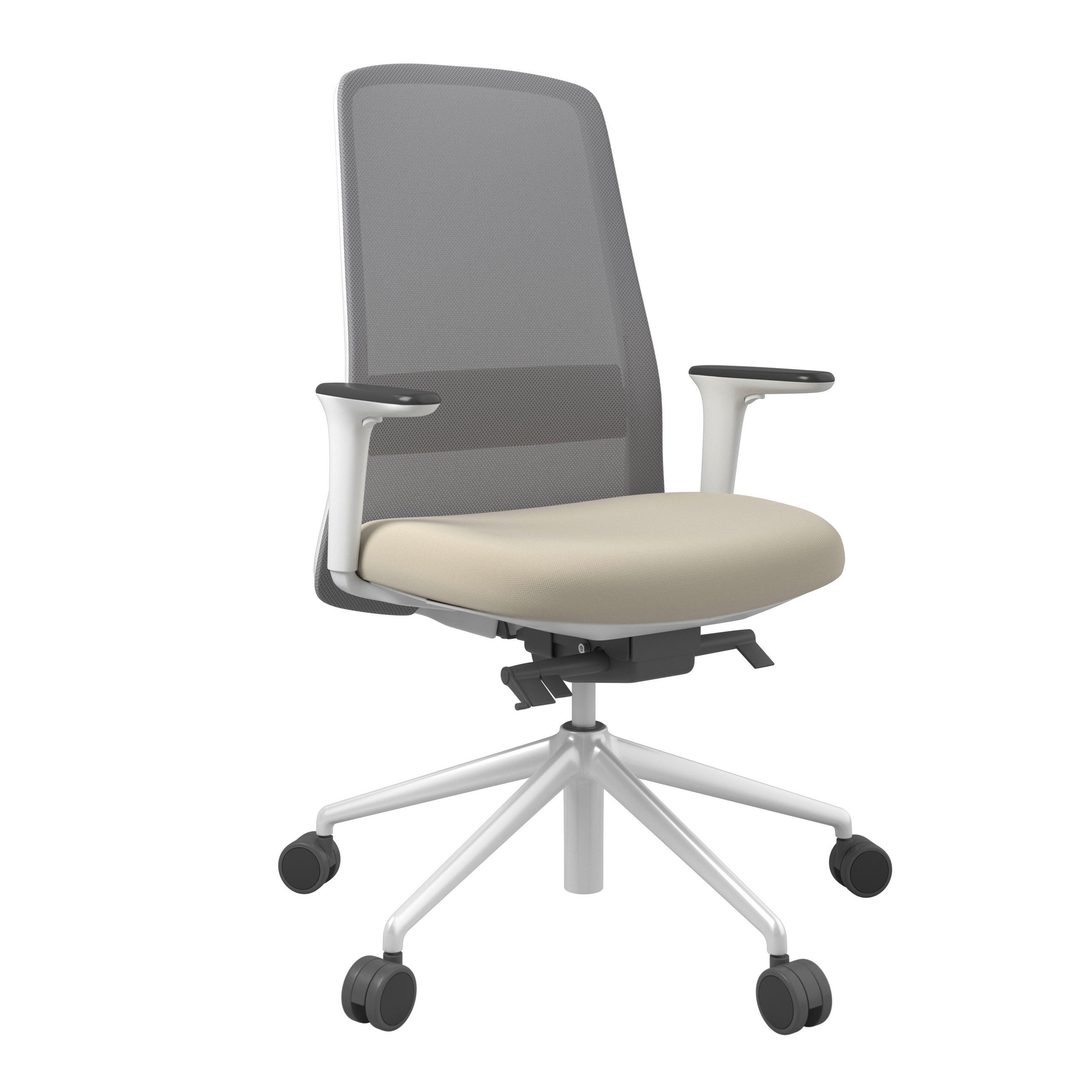 DREHSTUHL Grau, Weiß, Beige  - Beige/Weiß, MODERN, Kunststoff/Textil (70/103-115/70cm)