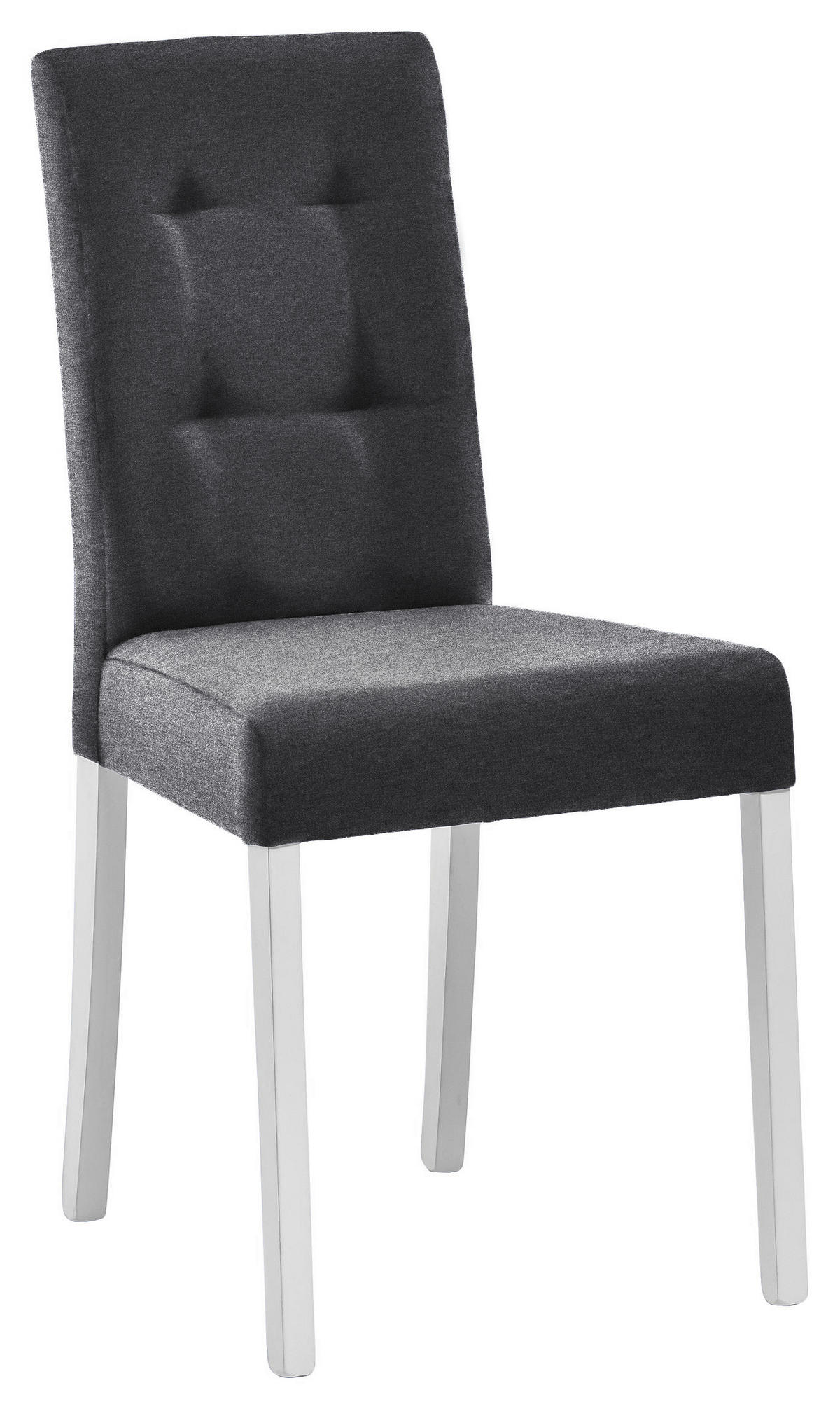 STUHL Webstoff Dunkelgrau, Weiß Buche massiv  - Dunkelgrau/Weiß, ROMANTIK / LANDHAUS, Holz/Textil (44/91/57cm) - Landscape