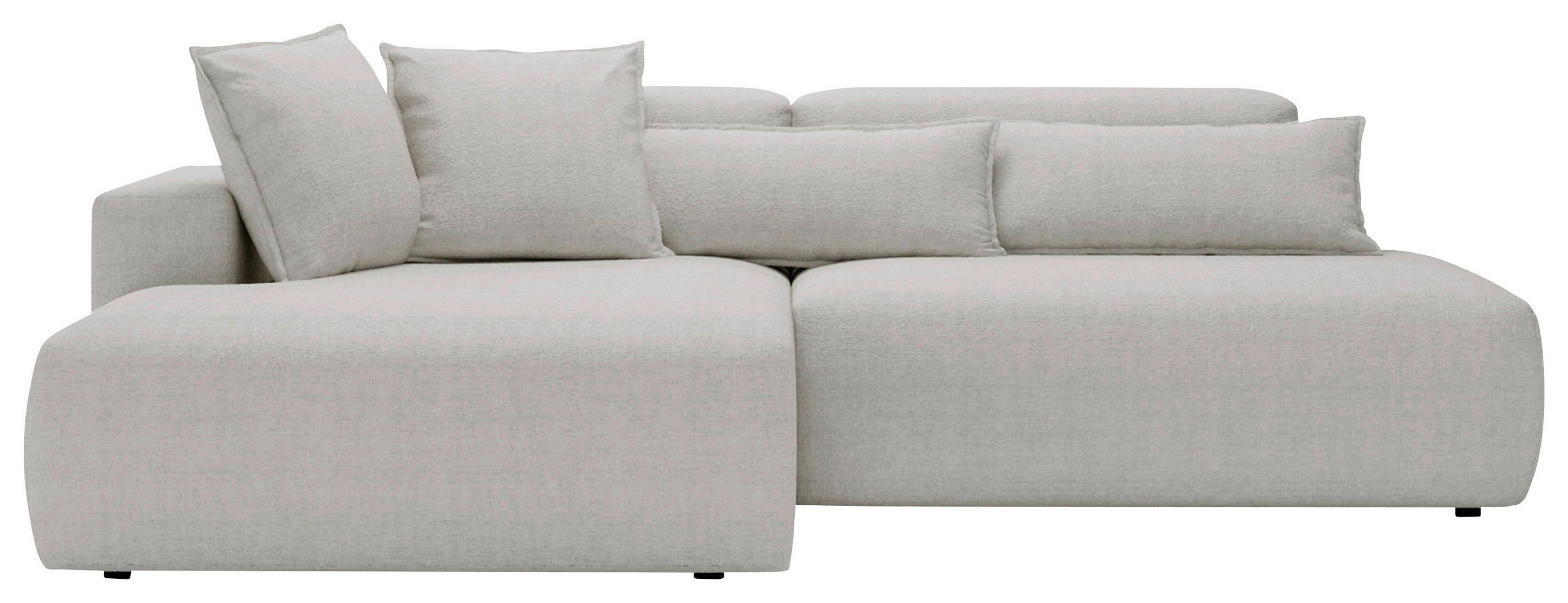 ECKSOFA Chenille Hellgrau  - Hellgrau/Schwarz, Design, Kunststoff/Textil (160/284cm) - Livetastic