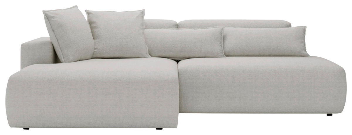 ECKSOFA Chenille Hellgrau  - Hellgrau/Schwarz, Design, Kunststoff/Textil (160/284cm) - Livetastic