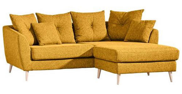 ECKSOFA in Flachgewebe Gelb  - Gelb/Buchefarben, KONVENTIONELL, Holz/Textil (210/156cm) - Carryhome