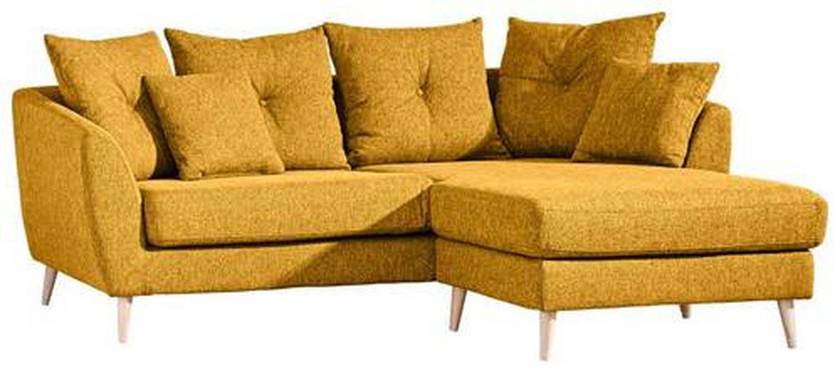 ECKSOFA Gelb Flachgewebe  - Gelb/Buchefarben, KONVENTIONELL, Holz/Textil (210/156cm) - Carryhome