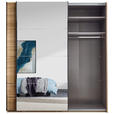 SCHWEBETÜRENSCHRANK 215/225,5/60,5 cm 2-türig Eichefarben  - Eichefarben/Schwarz, MODERN, Glas/Holzwerkstoff (215/225,5/60,5cm) - Xora
