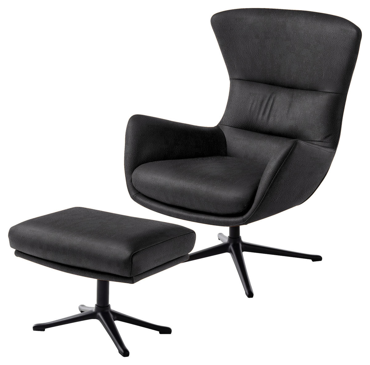 OHRENSESSEL in Schwarz  - Schwarz, Design, Leder/Metall (84/104/96cm) - home24