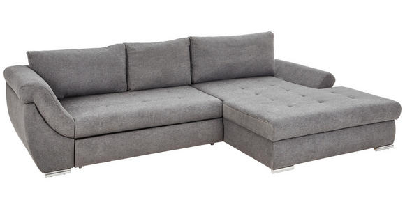 ECKSOFA Grau Flachgewebe  - Silberfarben/Grau, Design, Textil/Metall (306/174cm) - Carryhome