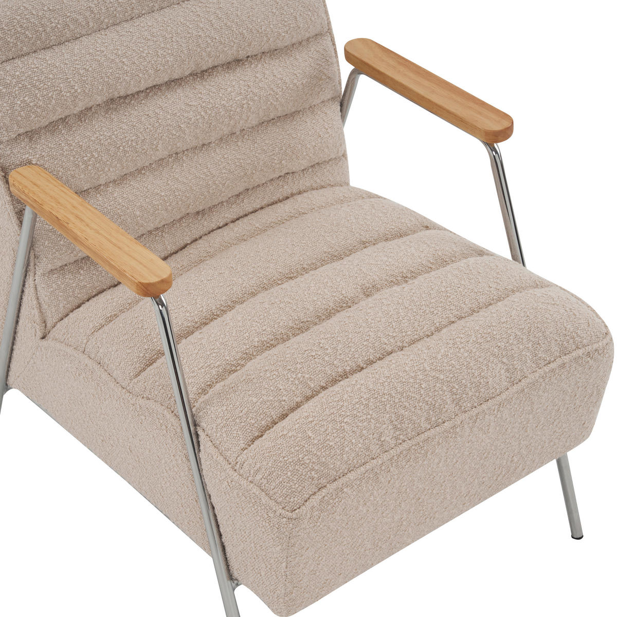 SESSEL Bouclé Beige    - Ecru/Beige, MODERN, Holz/Textil (60/73/76cm) - MID.YOU