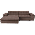 ECKSOFA in Mikrofaser Hellbraun 180/265 cm - Chromfarben/Hellbraun, Design, Textil/Metall (180/265cm) - Carryhome