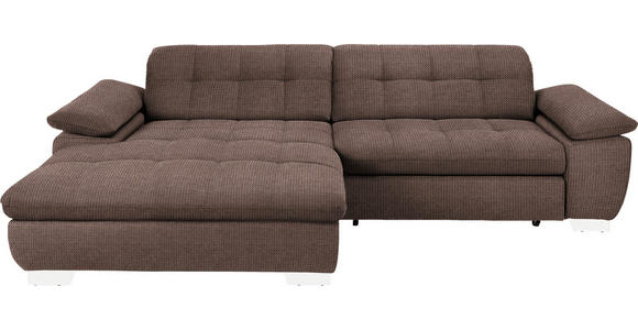 ECKSOFA in Mikrofaser Hellbraun 180/265 cm - Chromfarben/Hellbraun, Design, Textil/Metall (180/265cm) - Carryhome
