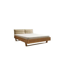 Pat, 180/200 cm, culoare lemn stejar - bej/culoare lemn stejar, Konventionell, lemn/textil (180/200cm) - Linea Natura