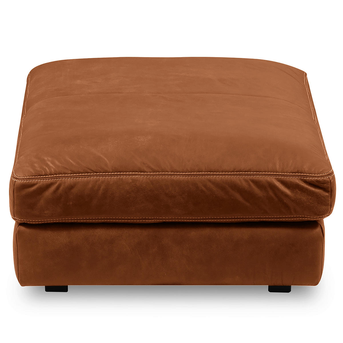 HOCKER in Leder Karamell  - Beige/Karamell, Design, Leder/Kunststoff (123/45/93cm) - Livetastic