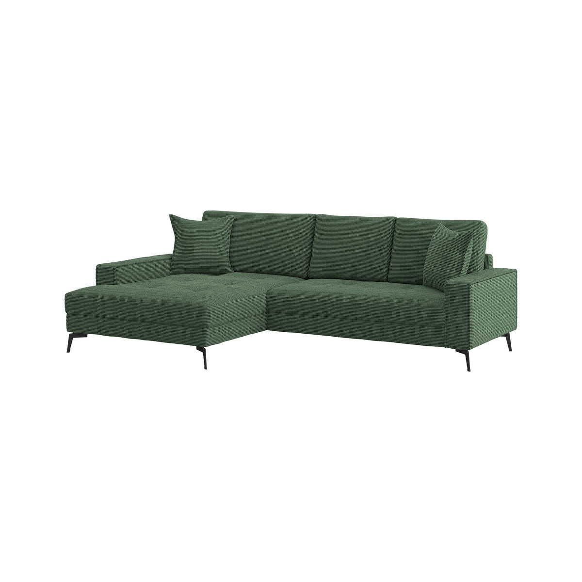 ECKSOFA ZERO Grün Cord Zierkissen, Rückenkissen  - Schwarz/Grün, Trend, Textil/Metall (173/286cm) - Livetastic
