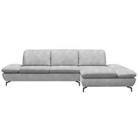 ECKSOFA in Flachgewebe Hellgrau  - Hellgrau/Schwarz, Design, Textil/Metall (315/200cm) - Chilliano